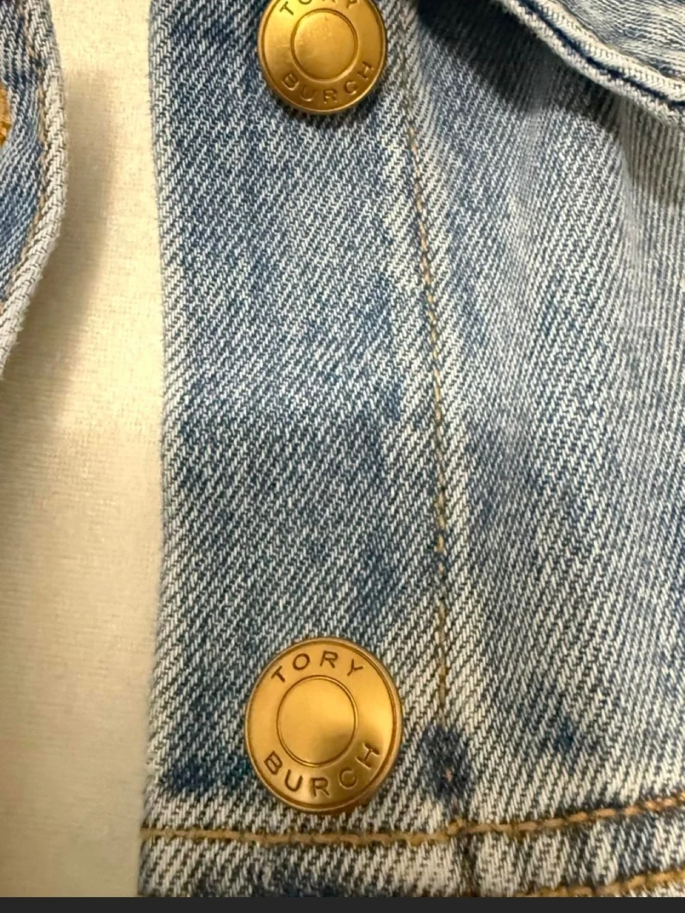 NWT! Tory Burch Light Wash Denim Overalls in Pale Blue with Gold Hardware